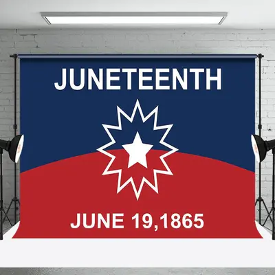 Blue Red June 19th 1865 Happy Juneteenth Backdrop - Aperturee