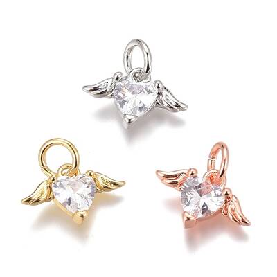 Brass Micro Pave Clear Cubic Zirconia Charms