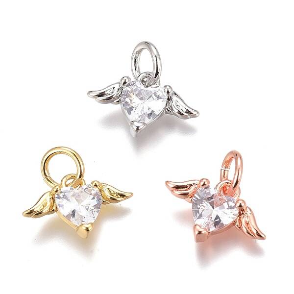 Brass Micro Pave Clear Cubic Zirconia Charms