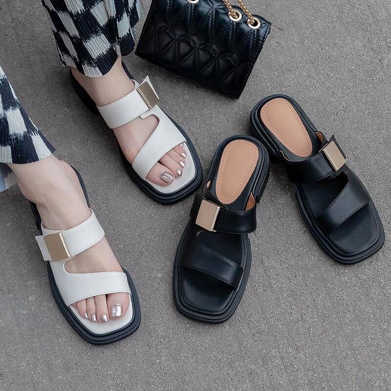 CHIKO Loryn Open Toe Block Heels Slides Sandals