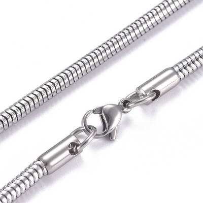 Non-Tarnish 304 Stainless Steel Round Snake Chains Necklaces
