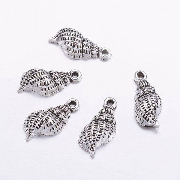 Tibetan Style Alloy Whelk/Conch Shell Pendants