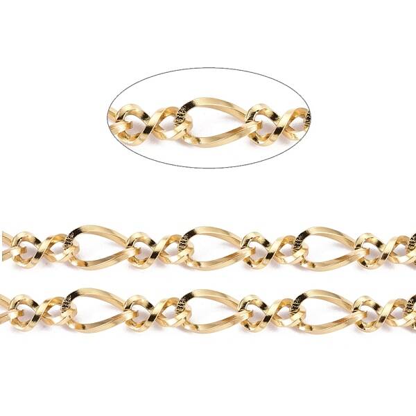 3.28 Feet Ion Plating(IP) 304 Stainless Steel Figaro Chains