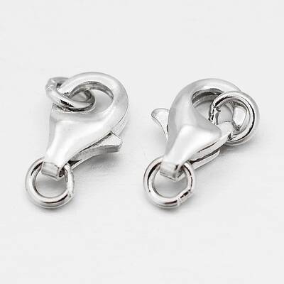 Anti-Tarnish Rhodium Plated 925 Sterling Silver Lobster Claw Clasps