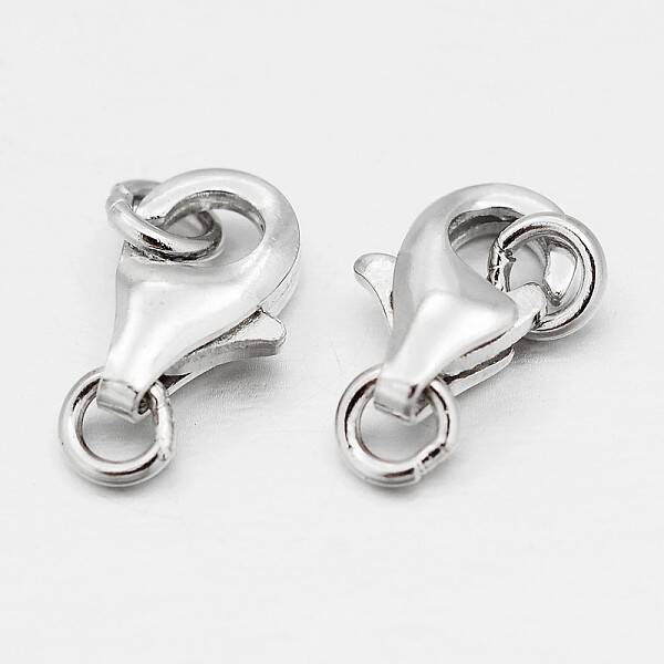 Anti-Tarnish Rhodium Plated 925 Sterling Silver Lobster Claw Clasps