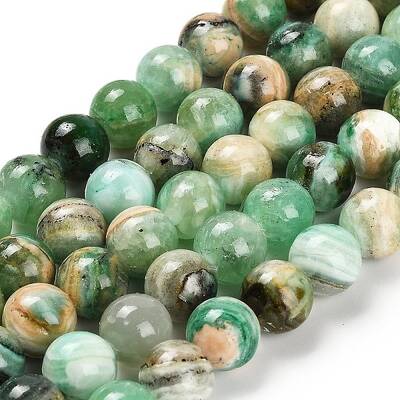 Natural Green Line Jasper  Beads Strands