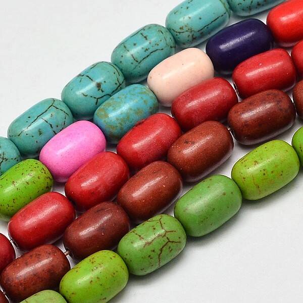 Dyed Barrel Synthetic Turquoise Beads Strands