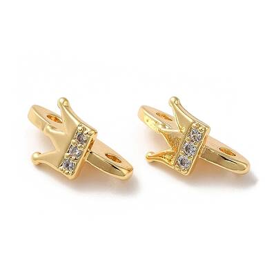 Brass Micro Pave Clear Cubic Zirconia Slide Charms