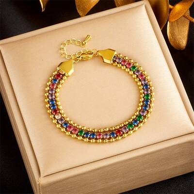 Golden 304 Stainless Steel Triple Layer Multi-strand Bracelets