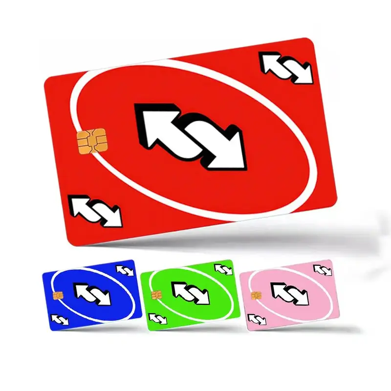 Uno Card Game Credit Card Skin Sticker, 4 Counts/set Thin Waterproof Scratch Resistant Durable Credit Card Skin Sticker, Pers...