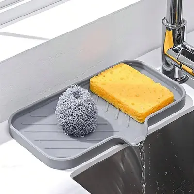 Silicone Drain Mat, 1 Count Non-slip Kitchen Accessories Sink Drying Mat, Sink Sponge Cup Tableware Holder, Household Kitchen...