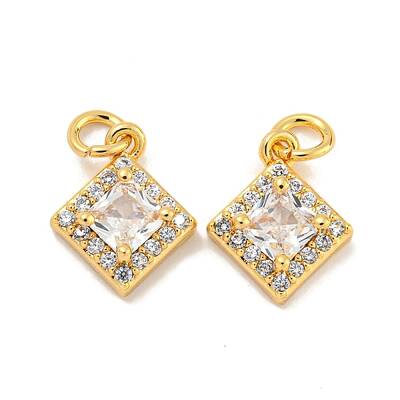 Brass Micro Pave Clear Cubic Zirconia Pendants