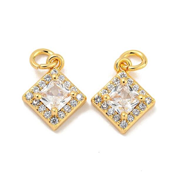 Brass Micro Pave Clear Cubic Zirconia Pendants