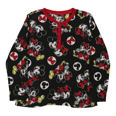 Age 12-14 Mickey Mouse Pyjama Top Disney Cartoon Fleece - Large Black Polyester