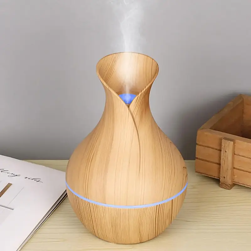 Vase Design Air Humidifier, USB Mini Fogger, Portable Aroma Diffuser, Wood Grain Pattern Mist Maker, Silent Car Aromatherapy ...