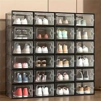 12/24 PCS Closet shoe organizer, large stackable clear plastic container with lid, can be used in place of a shoe rack or sne...