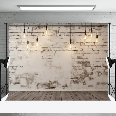Modern White Brick Wall Lights Photoshoot Backdrop - Aperturee