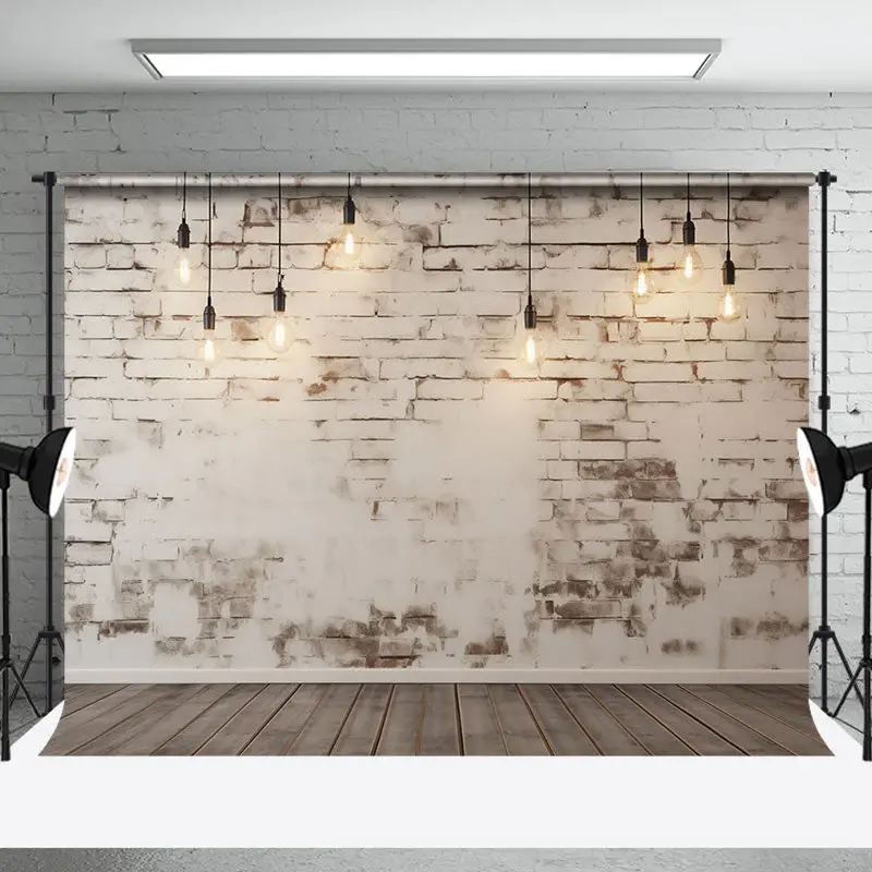 Modern White Brick Wall Lights Photoshoot Backdrop - Aperturee