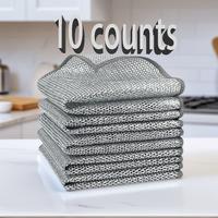 10 Count Dishing Cloths, Multi-purpose Scratch-free Wire Dish Cloths For Kitchen Cleaning, Reusable Wire Cleaning Cloths For ...