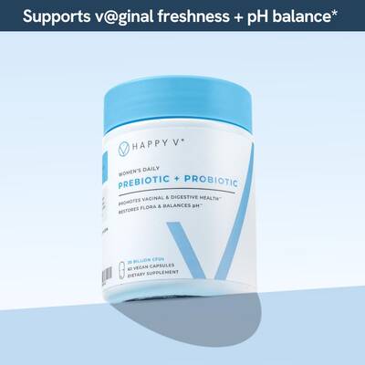 Happy V Vaginal Prebiotic Probiotic for Women – Clinically Proven pH Balance & BV Treatment, Natural Yeast Infection Su