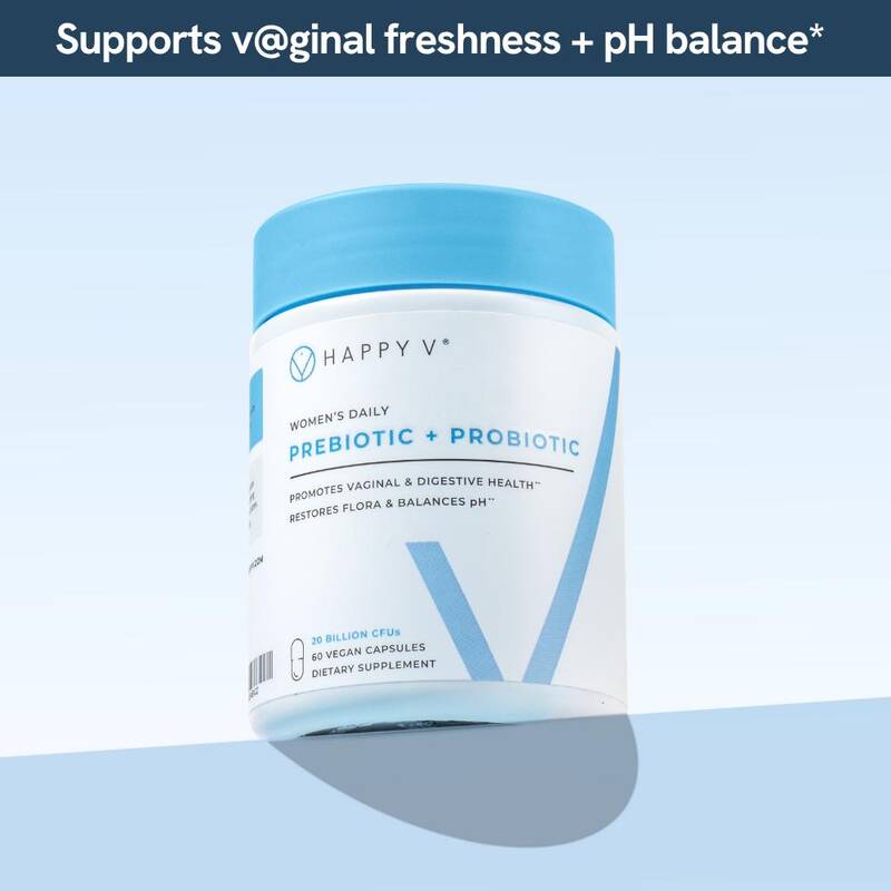 Happy V Vaginal Prebiotic  Probiotic for Women – Clinically Proven pH Balance & BV Treatment, Natural Yeast Infection Su