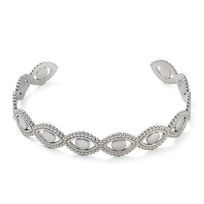 Non-Tarnish 304 Stainless Steel Hollow Horse Eye Cuff Bangle for Women