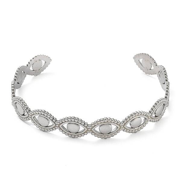 Non-Tarnish 304 Stainless Steel Hollow Horse Eye Cuff Bangle for Women