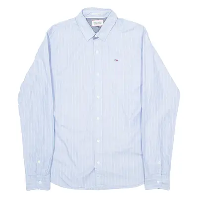 TOMMY HILFIGER Mens Shirt Blue Striped Long Sleeve M