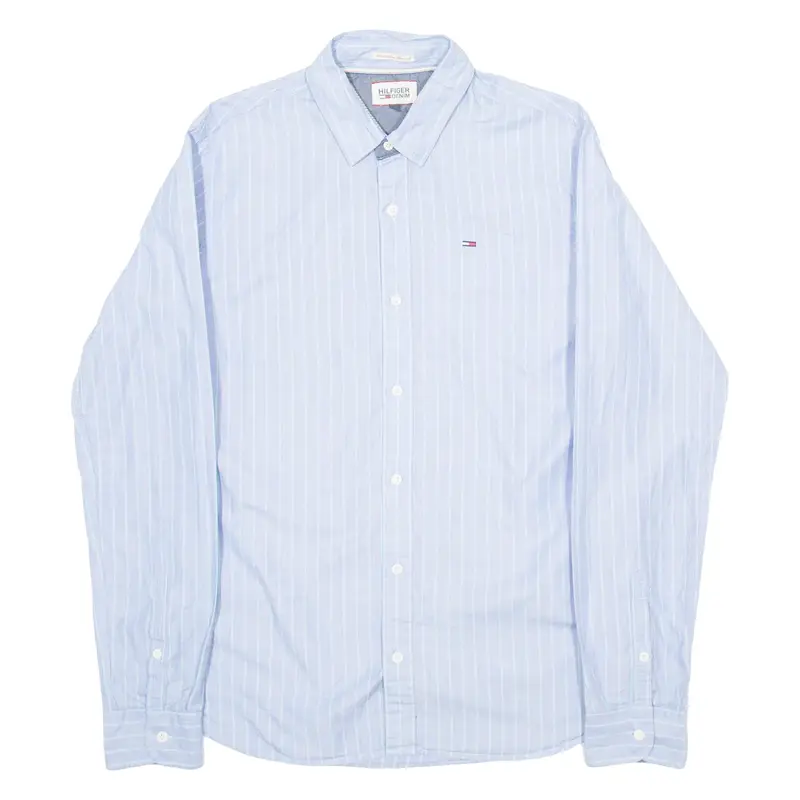 TOMMY HILFIGER Mens Shirt Blue Striped Long Sleeve M