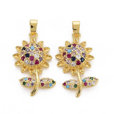 Brass Micro Pave Cubic Zirconia Pendants