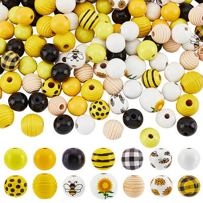 14 Styles Painted & Unfinished Natural Wood Beads