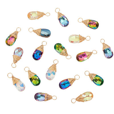 30Pcs Faceted Glass Pendants