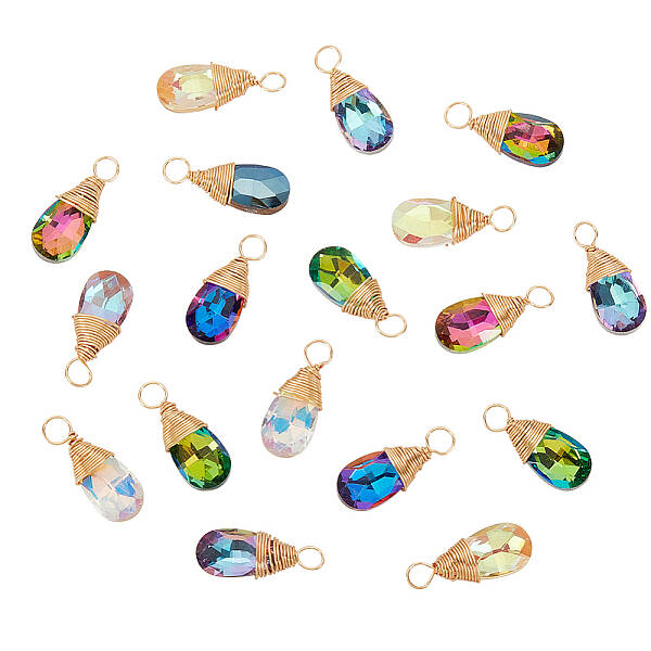 30Pcs Faceted Glass Pendants