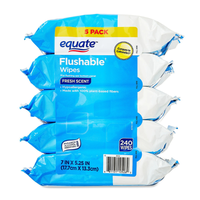 Flushable Wipes, Fresh Scent, 5 Packs of 48 Wipes, 240 Total Wipes