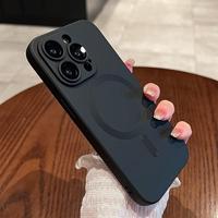 For iPhone 16 15 14 13 Pro Max Mag Safe Slim Case with Glass Camera Lens Cover For iPhone 14 15 Plus 13 12 11 Durable Silicon...