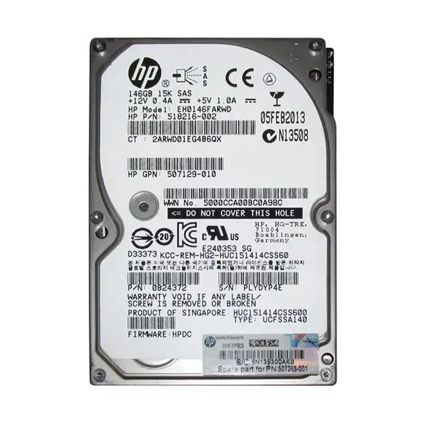 518216R-002 HP 146GB 6Gb/s SAS 15000 2.5-inch Hard Drive