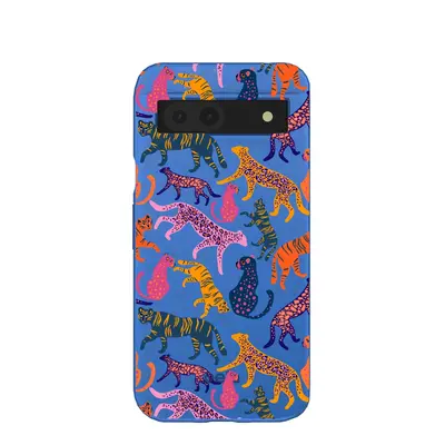 Electric Blue Jungle Cat Google Pixel 8a Case