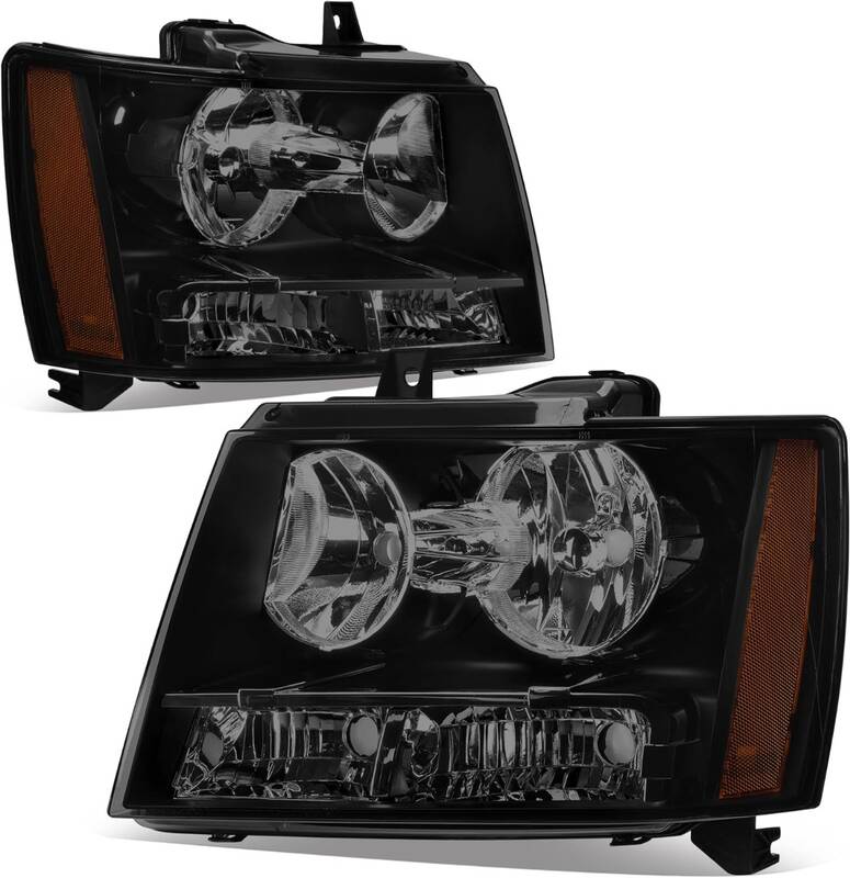 Headlights Assembly Compatible with 2007-2013 Chevy Avalanche /07-14 Chevrolet Suburban Tahoe Halogen Model Replacement for S...