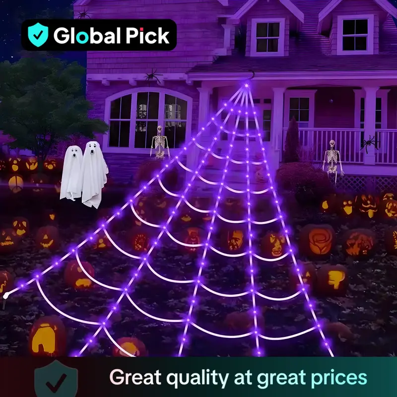 5M 250LED Spider Web Light, Halloween Spider Web Light, Halloween Decoration, Indoor Decoration, Gothic Style Bedroom Decorat...