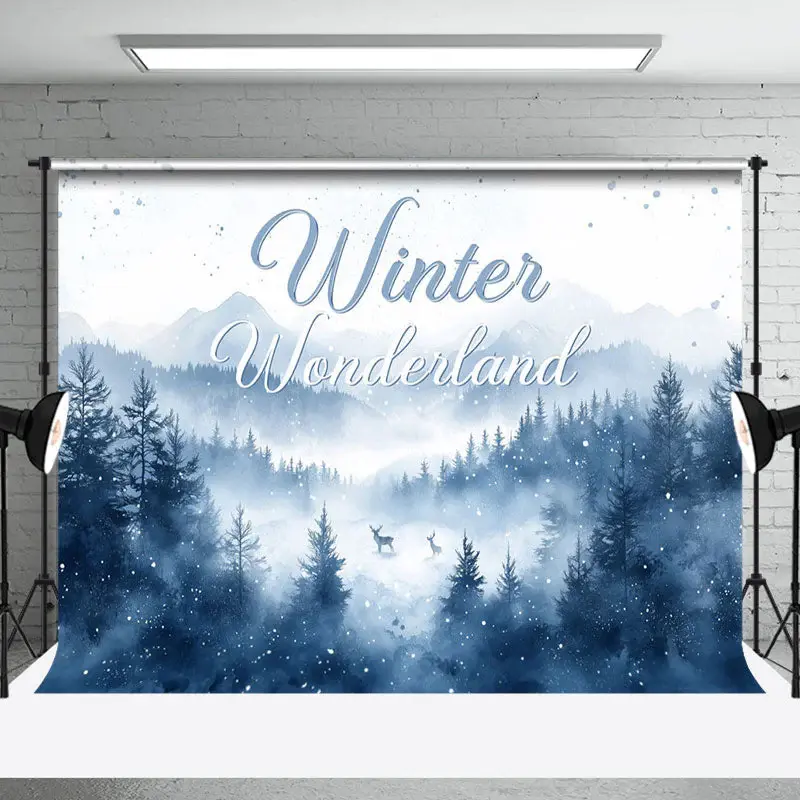 Aperturee Snowy Forest Winter Wonderland Christmas Backdrop - Aperturee