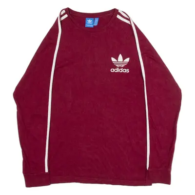 ADIDAS Womens T-Shirt Red Long Sleeve M