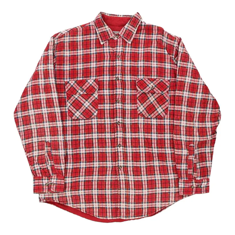 Outdoor Exchange Checked Overshirt - Large Red Cotton