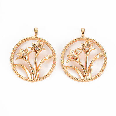 Brass Micro Pave Clear Cubic Zirconia Pendants