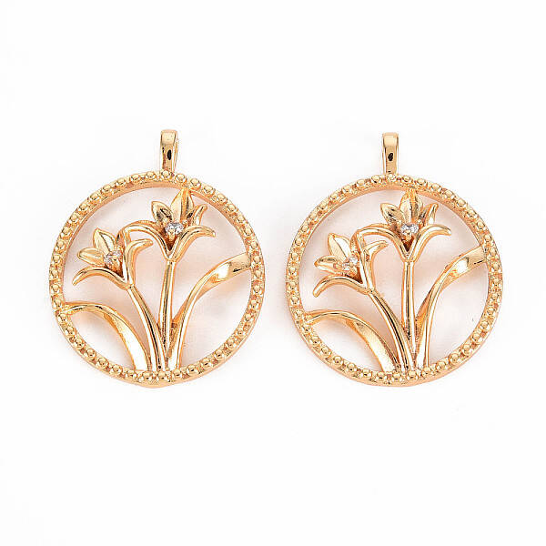 Brass Micro Pave Clear Cubic Zirconia Pendants