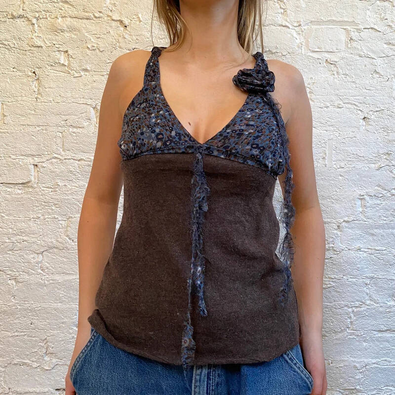 Please Cami Top - Small Brown Wool Blend