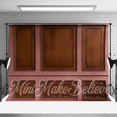Pink And Wood Brown Gypsum Line Retro Wall Backdrop - Aperturee