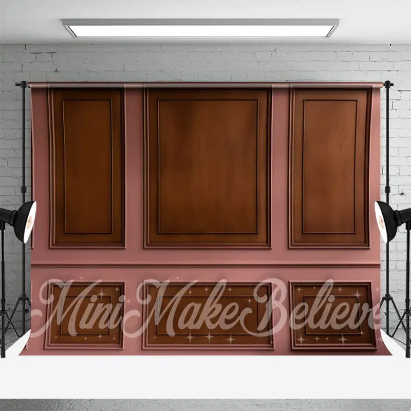 Pink And Wood Brown Gypsum Line Retro Wall Backdrop - Aperturee