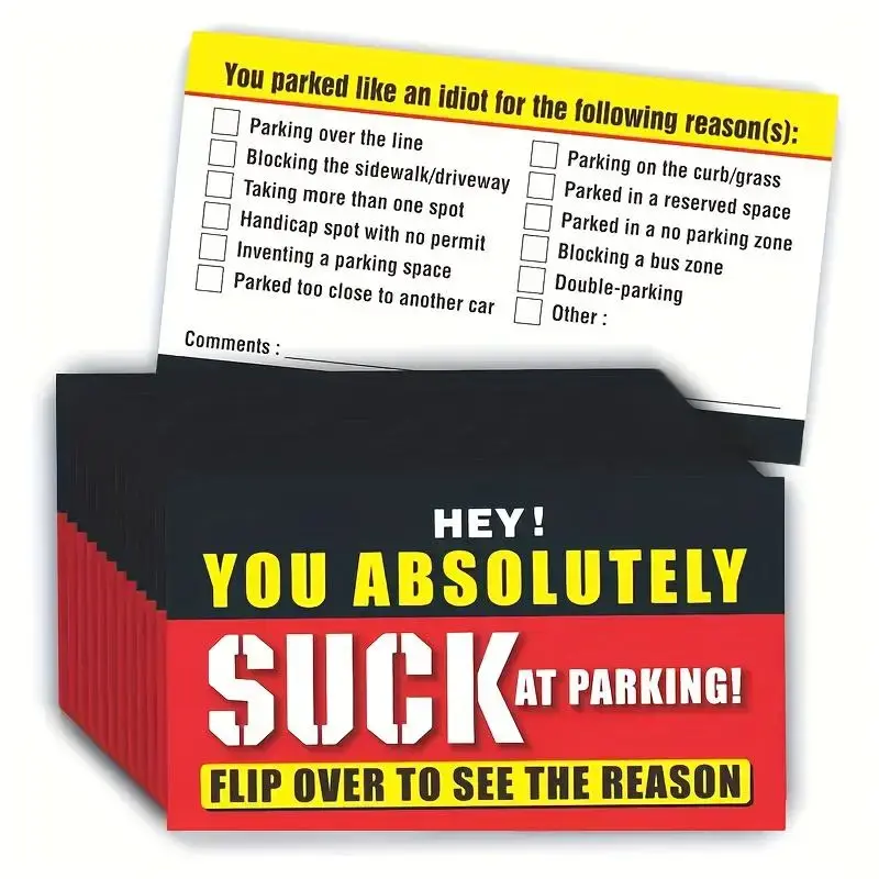 Parking Violation Warning Card, 50pcs/set Funny Warning Card, Creative Warning Parking Card, Office Stationery & Supplies