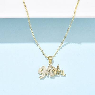 Mother's Day Brass Micro Pave Clear Cubic Zirconia Pendant Necklaces for Women