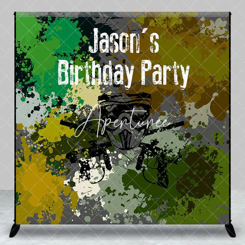 Aperturee Camouflage Forces Custom Name Birthday Party Backdrop, 3X3FT(1X1M), 15 USD, custom birthday backdrops, DZZH0E570-O